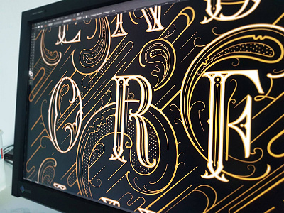 Work in progress design gold graphic design handlettering handmade illustrator print typograpy vector wip
