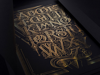 The Alphabet Poster alphabet black branding business cards gold gold foli paper poster print type typography