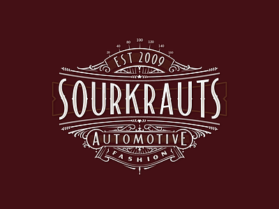 Sourkrauts 1 automotive branding calligraphy cars clothing clothing brand clothing label hand lettering handlettering lettering logo logotype print silkscreen type typography vintage