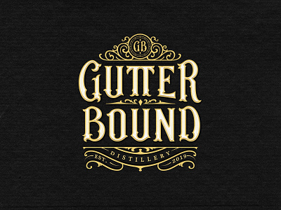 Gutter Bound Distillery alcohol bewerage branding calligraphy classic custom lettering hand lettering handlettering identity lettering logo logotype packaging rum sign type typography vintage vodka whisky
