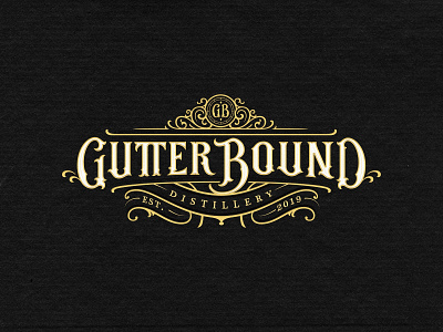 Gutter Bound Distillery bourbon branding calligraphy custom lettering distillery hand lettering handlettering handmade identity lettering logo logotype mark retro rum type typography vintage vodka whisky