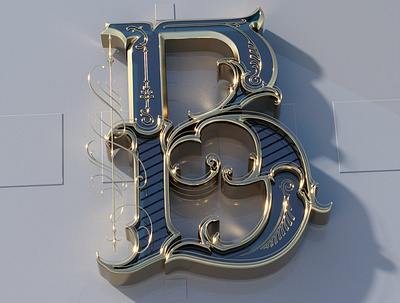 B 3d renders 3d 3d art calligraphy hand lettering lettering logo render type typography vintage