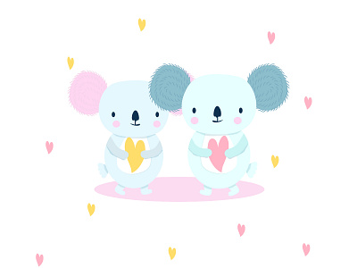 Koala couple cute heart illustration koala