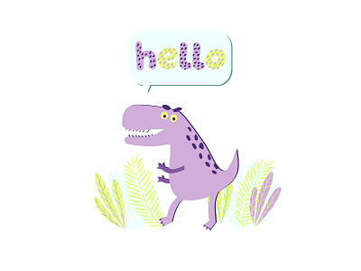 Dino illustration dino dinosaur illustration leaves tropical