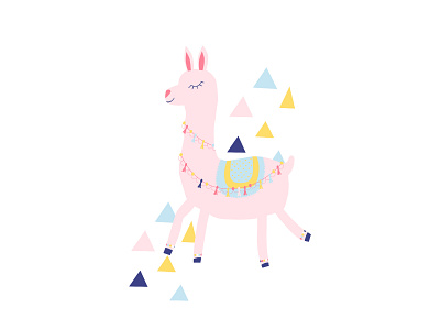 Pink lama alpaca illistration lama pink triangle