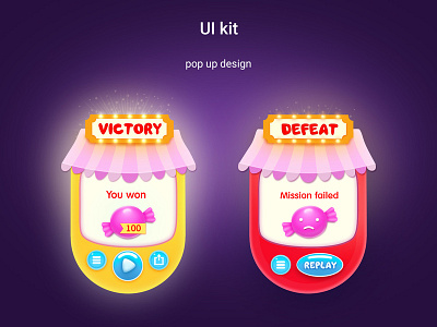 Game pop up design game popup ui ui kit victory popup