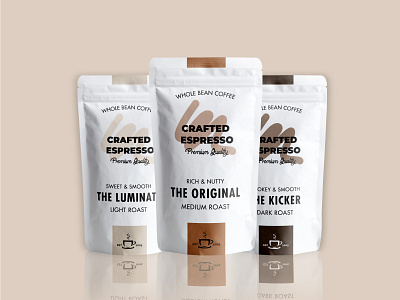 Crafted Espresso Coffee Pouches adobeillustrator adobephotoshop branding coffee coffee pouch design label design package design