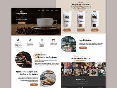 Crafted Espresso NEW Dribbble 01 adobe adobeillustrator adobexd brand design branding coffee coffee website design illustration logo design practice userinterface web design webbranding webdesign website