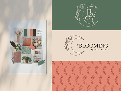 The Blooming House Brand Identity adobeillustrator brand design brand elements brand identity brand identity design brand pattern branding concept design floral logo logo design moodboard neutral colors plant logo plant store typography vector