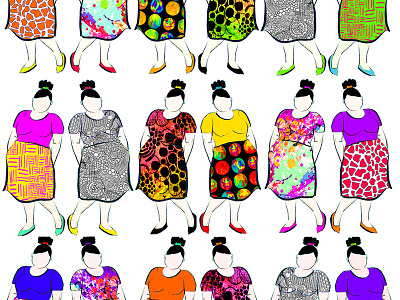 Funky style dresses bright color dress fashion fashion design illustration ipadpro photoshop photoshopcc procreate sketch surface design textile design vibrant