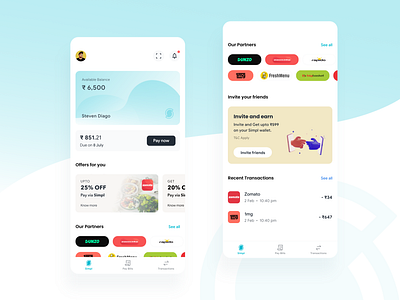 Pay Later App Redesign Concept (Simpl) adobe xd finance mobile app payments redesign simpl app ui design uiux wallet app