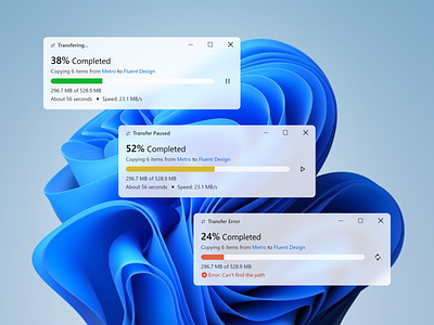 Windows 11 File Transfer UI Redesign (Fluent Design) light theme