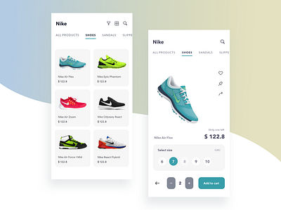 Nike App Concept adobe adobe xd android app concept design ecommerce fashion fitness ios nike shipping shoes shop shopping sneaker store ui ui design ux