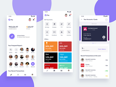 Payments App [ Q Pay ] banking financial fintech google pay interaction design money payment payments phonepe product design slice slicepay transactions ui design wallet app