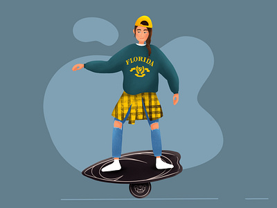 Balanceboard balanceboard character girl illustration people person self portrait