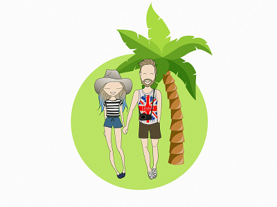 Couple boy character couple family girl illustration love palm people person photoshop relationship romantic self portrait tropics vacation