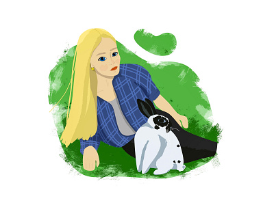 Girl with bunny bunny character girl illustration illustrator nature people person photoshop self portrait