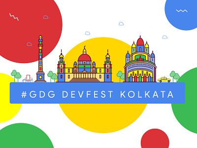 Devfest Kolkata Banner adobe illustrator banner design devfest flat google graphic desgin icon artwork material design vector