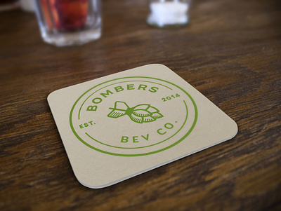 Bombers Bev Co. Coaster bar branding bar logo beer branding coaster design hops logo logo design logos redesign responsive logo typogaphy vector