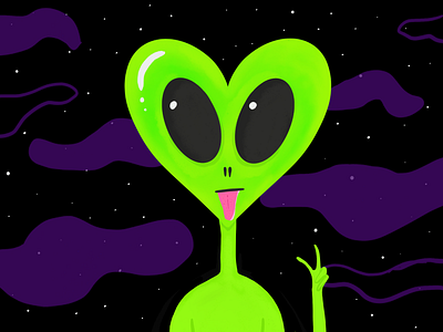 Alien Love animation design doodle flat illustration procreate procreate art vector