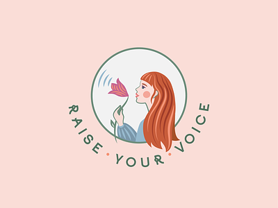 Logo for Raise your Voice company art beauty blue branding color feminist flowers free green happy logo nature orange pink vector voice woman