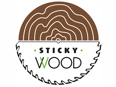 Logo for Sticky Wood brand brown eco illustration logo round typography vector wacom wood wooden