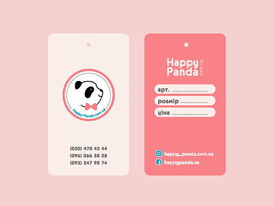 Tag for Happy Panda shop business card clothes hipster kids label panda pink shop tag vector