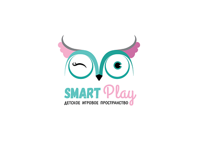 Logo for Smart Play cute eyes funny illustration kids menthol owl pink play smart vector wacom
