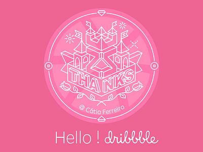 Hello ! Dribbble castle dribbble first shot illustration invitation love thanks