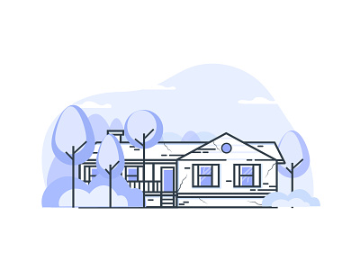 Old House house icon illustration line illustration tree vector