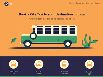 Book Your Taxi booking bus cab destination drive illustration illustrator taxi travel ui uiux ux vector vehicle web