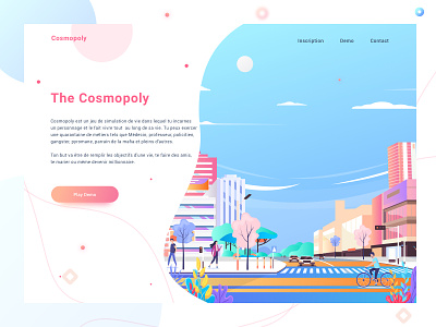Cosmopoly Landing page building city cityscape game house illustration landing page tree ui uiux ux vector web