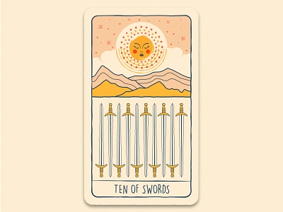 Ten of Swords branding design illustration moon mystic poster tarot tarot card vector