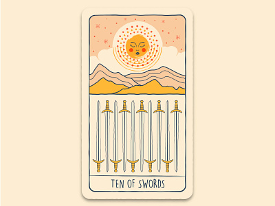 Ten of Swords branding design illustration moon mystic poster tarot tarot card vector