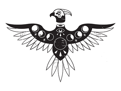 Thunderbird design eagle illustration moon moonphases mystic thunderbird vector