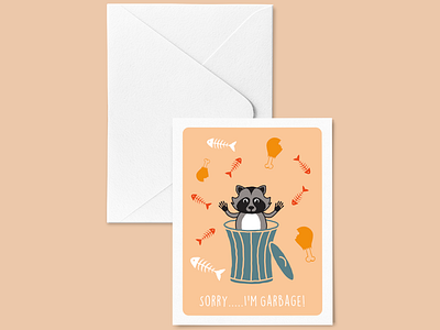 Sorry I'm Garbage! design greetingcard illustration raccoon vector