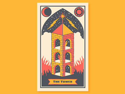 The Tower design illustration moon mystic tarot tarot card tarot deck tower vector