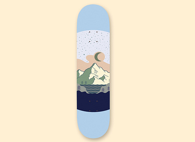 Mountain Skateboard branding design forest illustration lake moon mountain outdoor outdoors poster vector