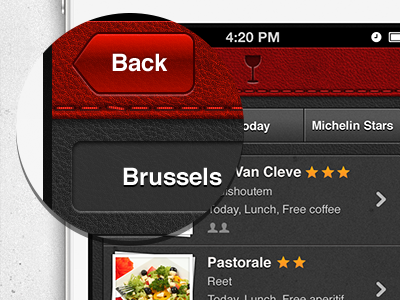 iphone app app deal food interface iphone leather mobile red texture ui