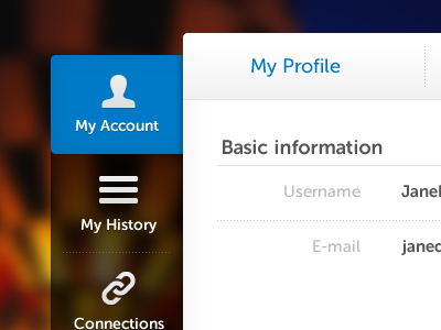 Account interface profile settings tabbing tabs ui