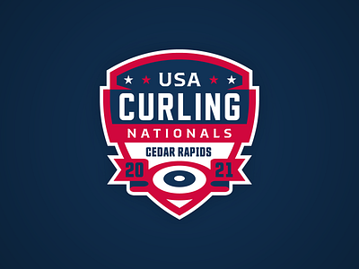 USA Curling Nationals Concept brand crest curling iowa logo united states usa