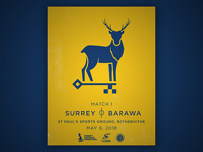 Surrey International Match Poster deer england football key london match poster soccer stag surrey uk united kingdom