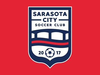 Sarasota City SC bridge crest design florida football illustration logo sarasota soccer