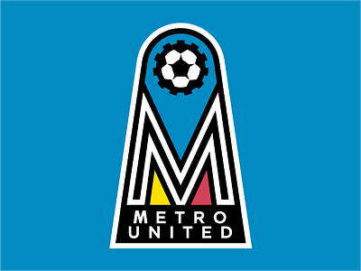 Metro United Soccer Club art deco cog crest dearborn detroit gear logo michigan soccer