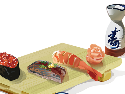 Japanese Illustration culture illustration japan japanese layers sake shadows sushi vector