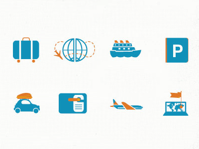 Hccmis Travel Icons boat car foreign hotel iconography icons passport plane suitcase travel