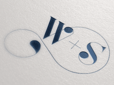 W+S Logo branding initials letterpress logo lovers married navy stephanie swash wedding william