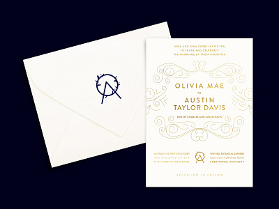 O+A Wedding Invitation + Logo Stamped Envelope