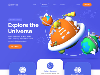 Explore the universe arslan design illustration landing page pakistan product ui web