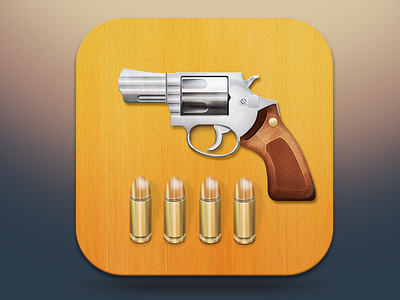 IOS pistol icon bullets design icon ios light metal pakistan pistol shadow wood